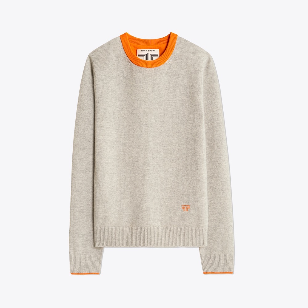 NWT Toty Burch Performance Cashmere Contrast Sweater